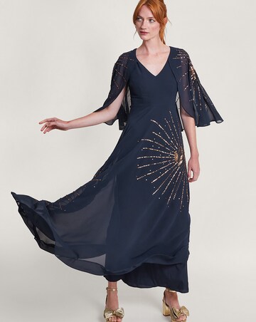 Monsoon Ella Embellished Cape Dress