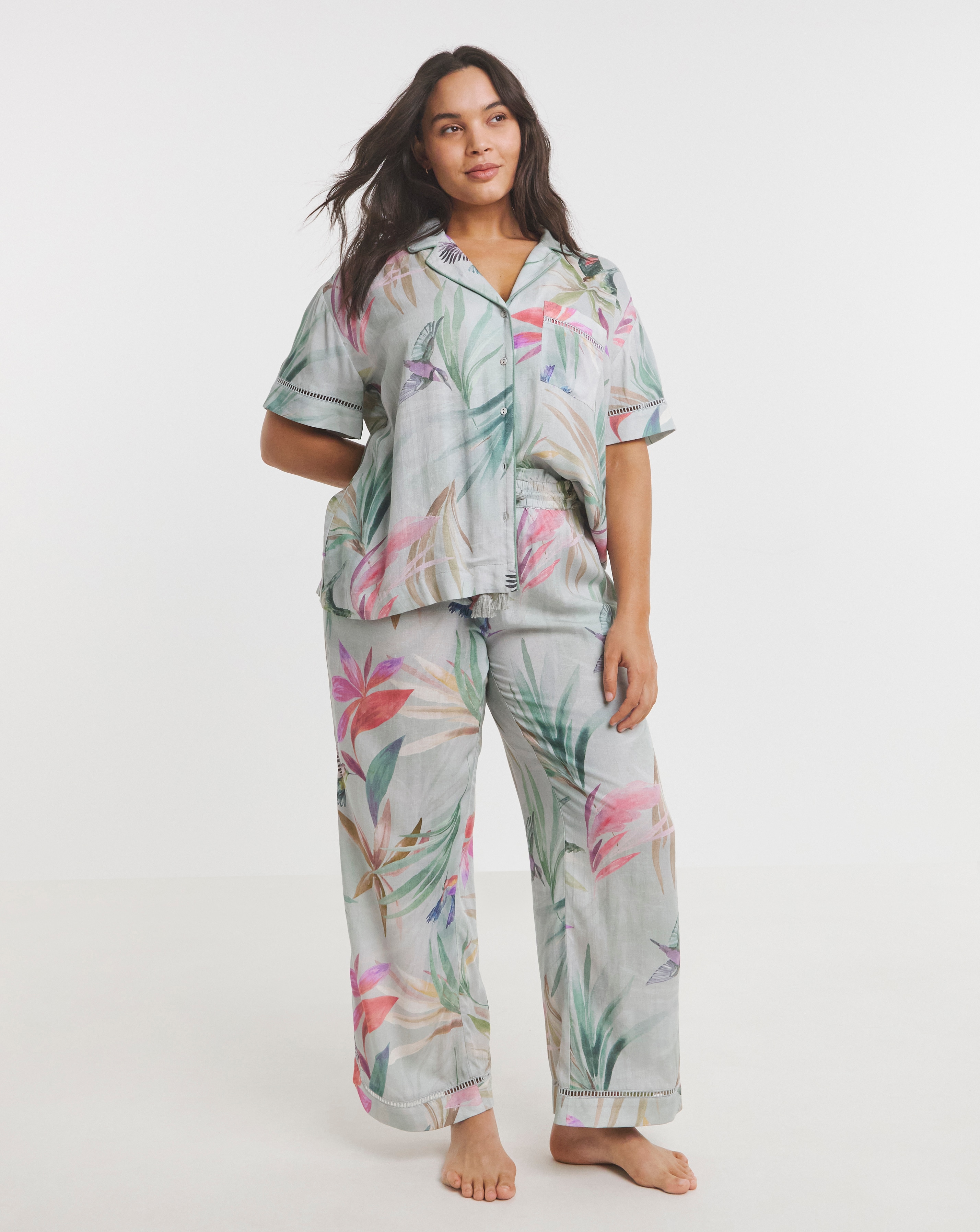 Viscose Linen Blend Revere Pyjama Set