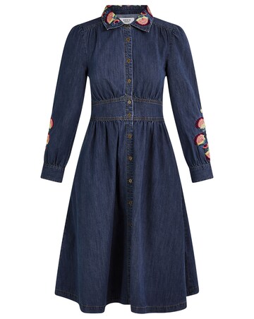 Monsoon Embroidered Denim Shirt Dress