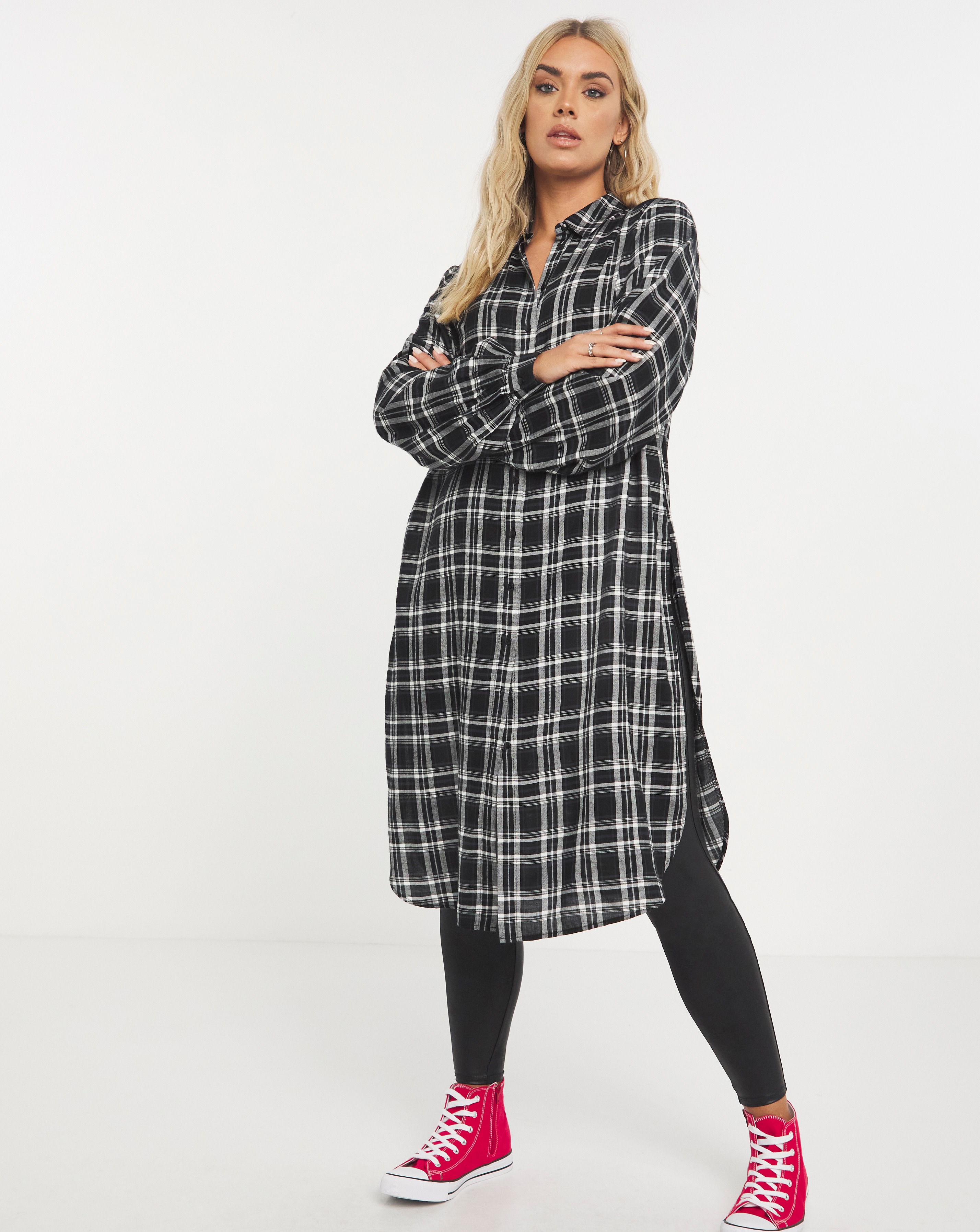 Check Maxi Boyfriend Shirt | Simply Be