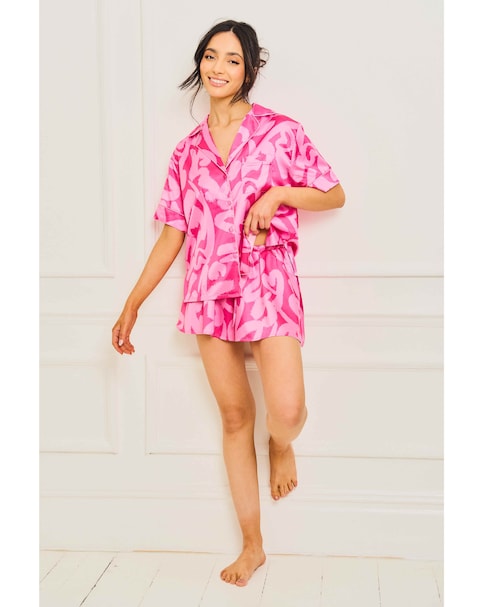 Jim Jam The Label Satin Short PJ Set