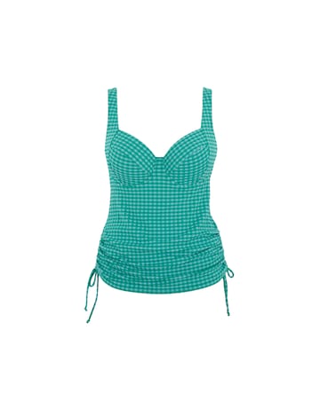 Panache Iris Balcony Wired Tankini Top Green Gingham
