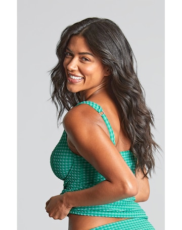 Panache Iris Balcony Wired Tankini Top Green Gingham