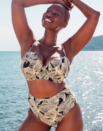 Curvy Kate Ripple Reef Balcony Wired Bikini Top Black Print