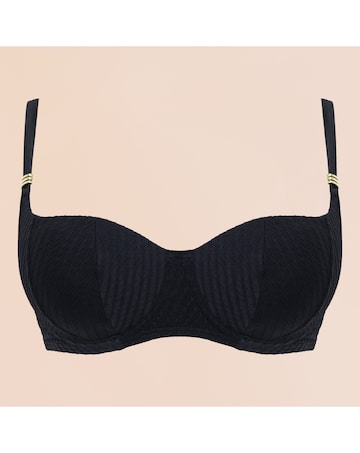 Curvy Kate Jet Set Padded Balcony Wired Bikini Top Black