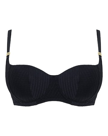 Curvy Kate Jet Set Padded Balcony Wired Bikini Top Black