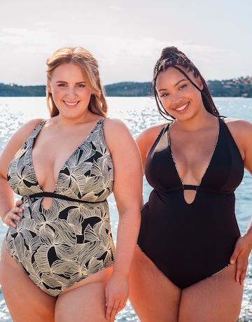 Curvy Kate Ripple Reef Reversible Non-Wired Plunge Multiway Swimsuit Black Print