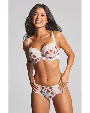 Panache Nina Balcony Wired Bra White Rose Print