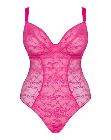 Curvy Kate All Night Lace Plunge Wired Body Hot Pink/Blush