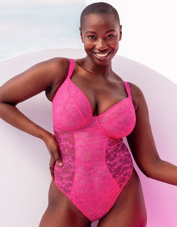 Curvy Kate All Night Lace Plunge Wired Body Hot Pink/Blush