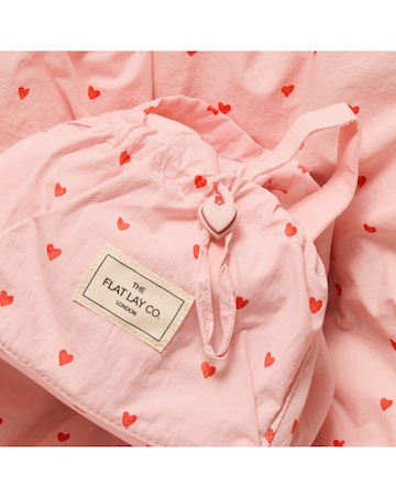 The Flat Lay Co.Marshmallow Drawstring Makeup Bag in Pink Hearts