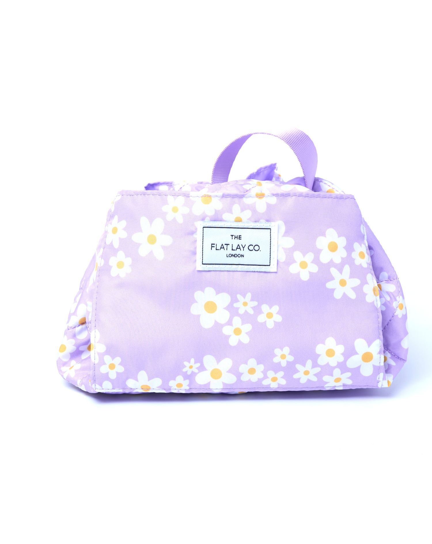 Flat Lay Drawstring Bag in Lilac Daisy