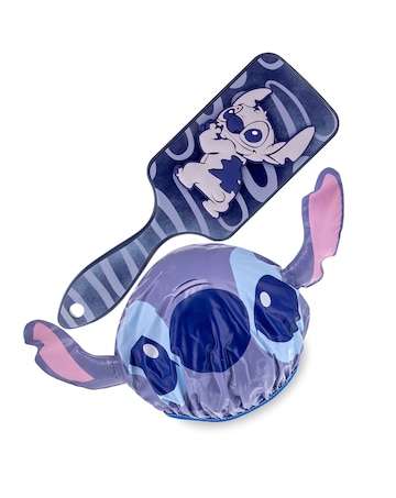 Disney Stitch Denim Hairbrush & Shower Cap