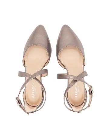 Paradox London Fran Wide E Fit Low Block Heel Courts