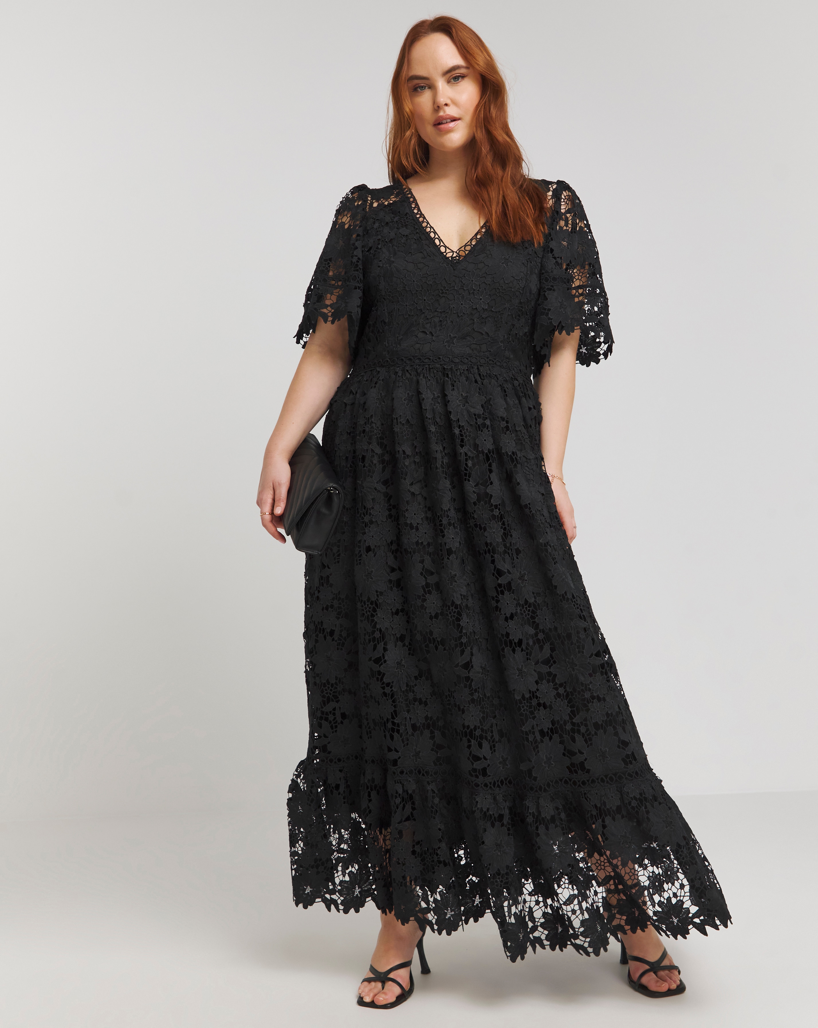 Lovedrobe Lace V- Neck Midaxi Dress