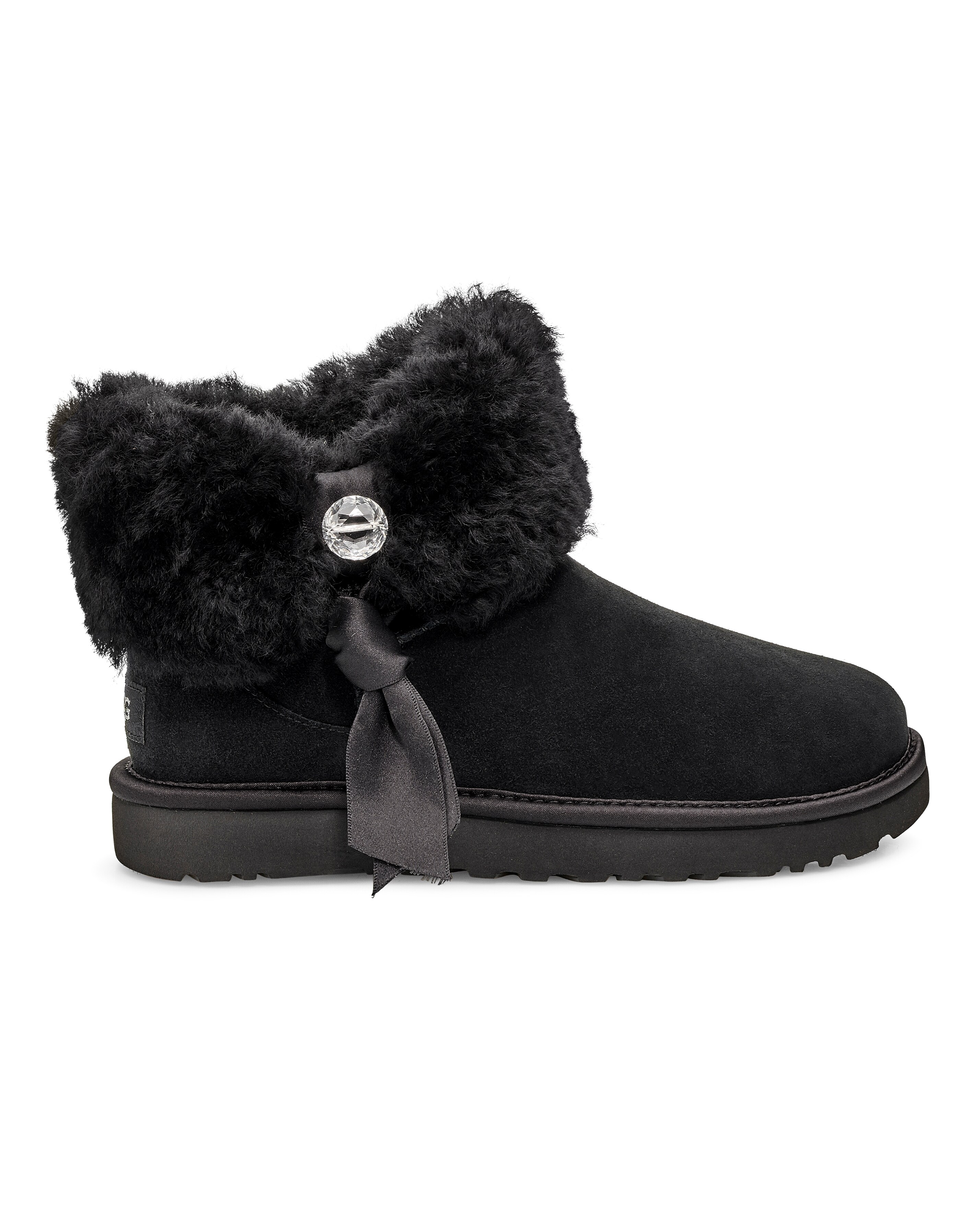 Ugg Cinched Fur Mini Ankle Boots Standard D Fit | Simply Be - 靴 
