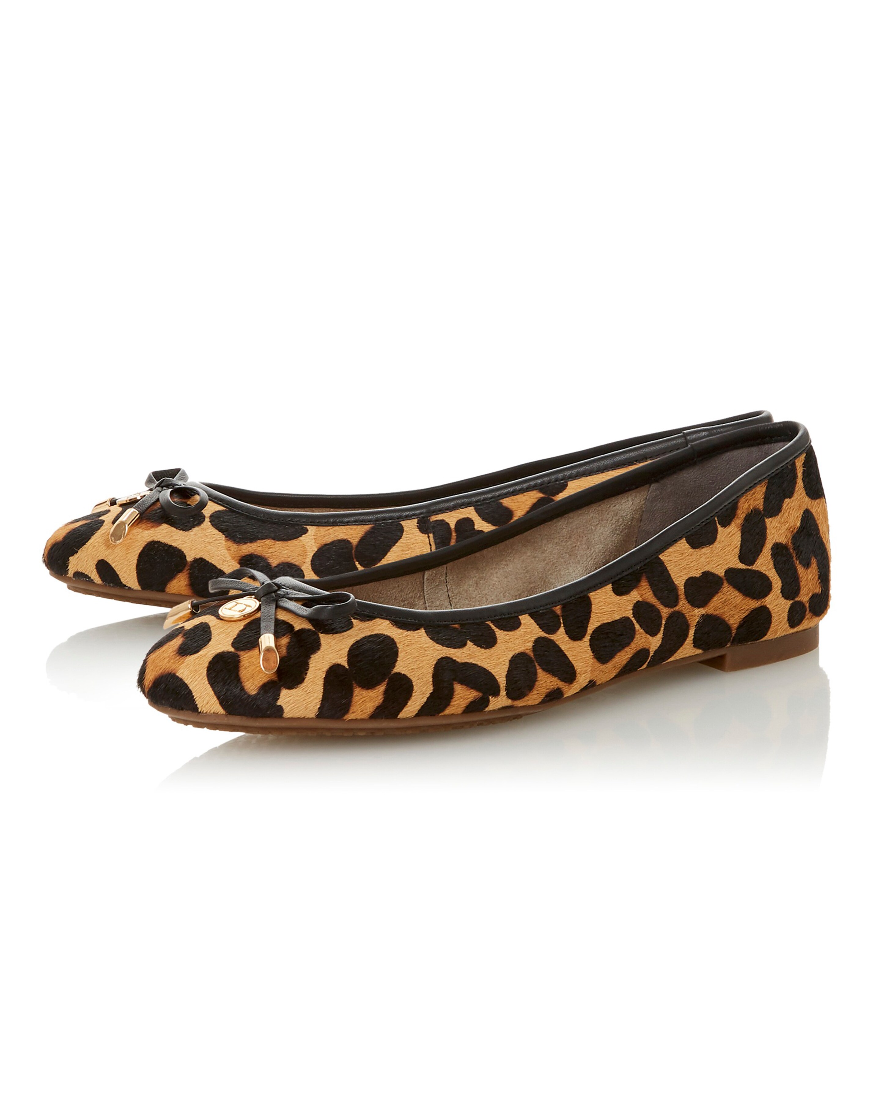 dune leopard print ballet pumps