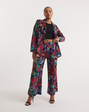 Made in GB Floral Print Scuba Crepe Wide Leg Trouser