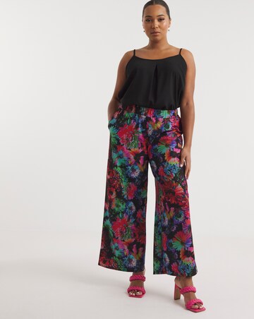 Made in GB Floral Print Scuba Crepe Wide Leg Trouser