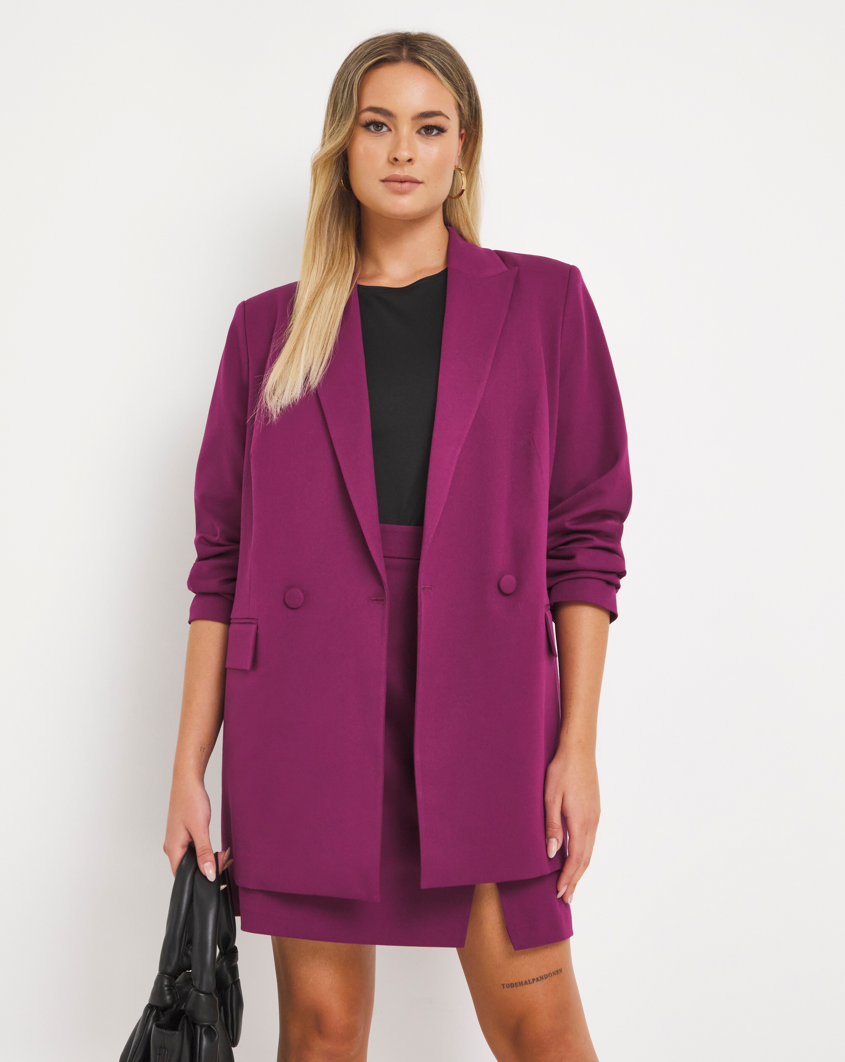 Plum Tailored Double Breasted Blazer Simply Be