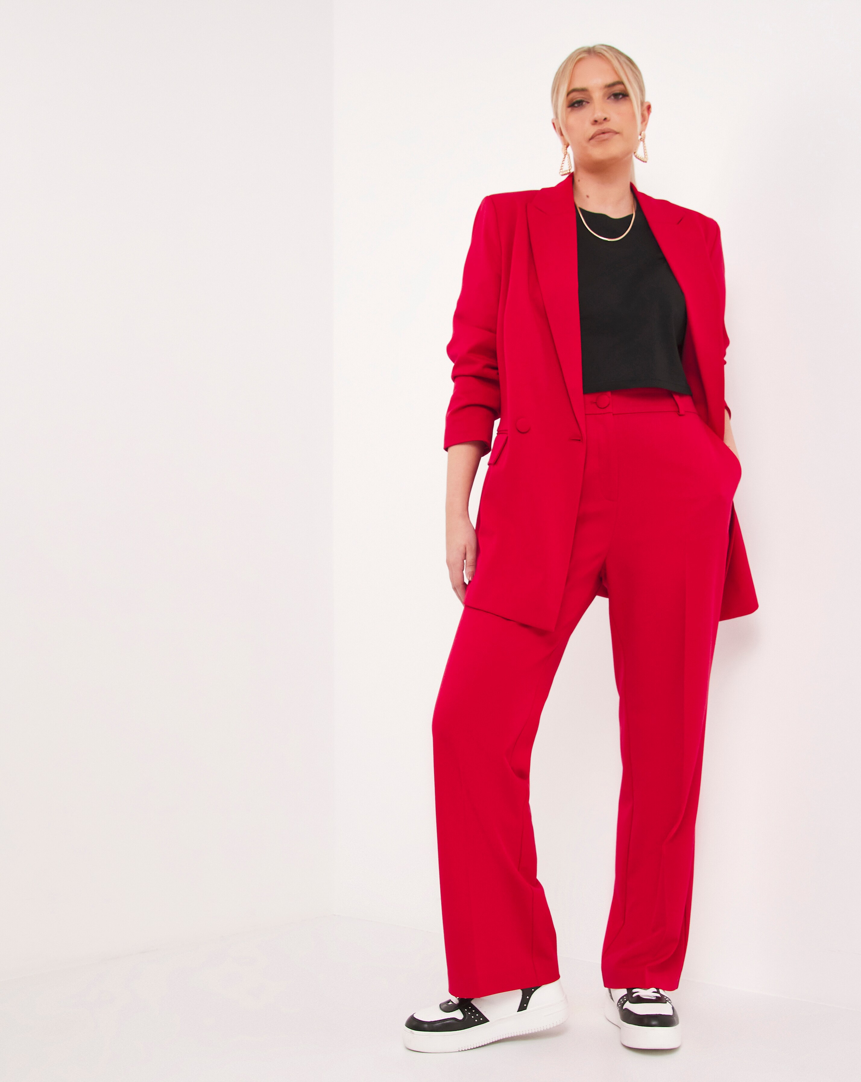 Stradivarius red shop blazer