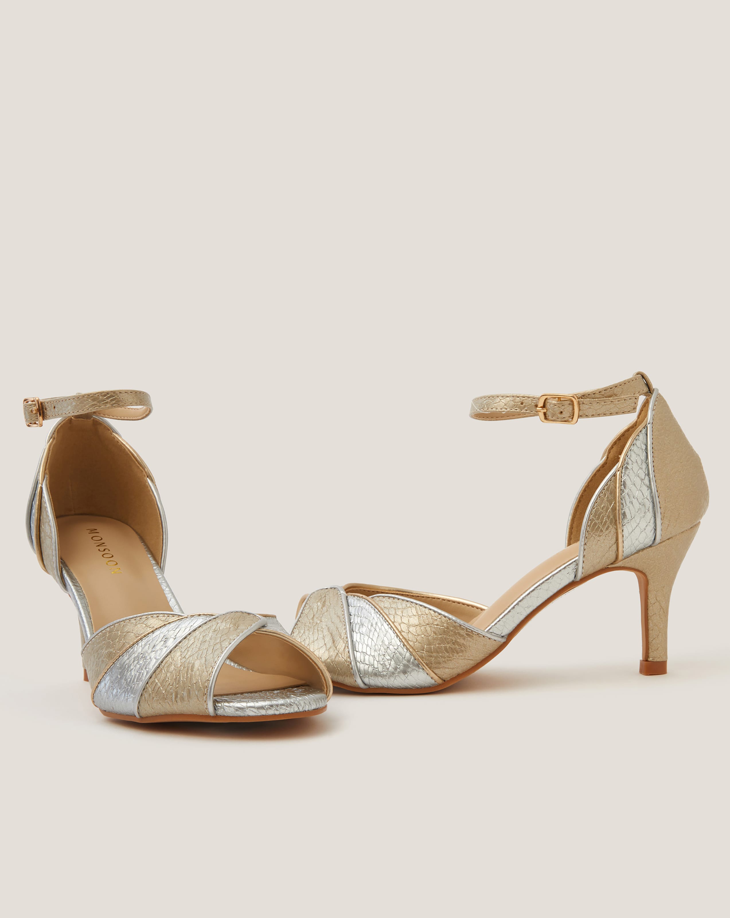 New In - Monsoon Meg Metallic Two Tone Heels