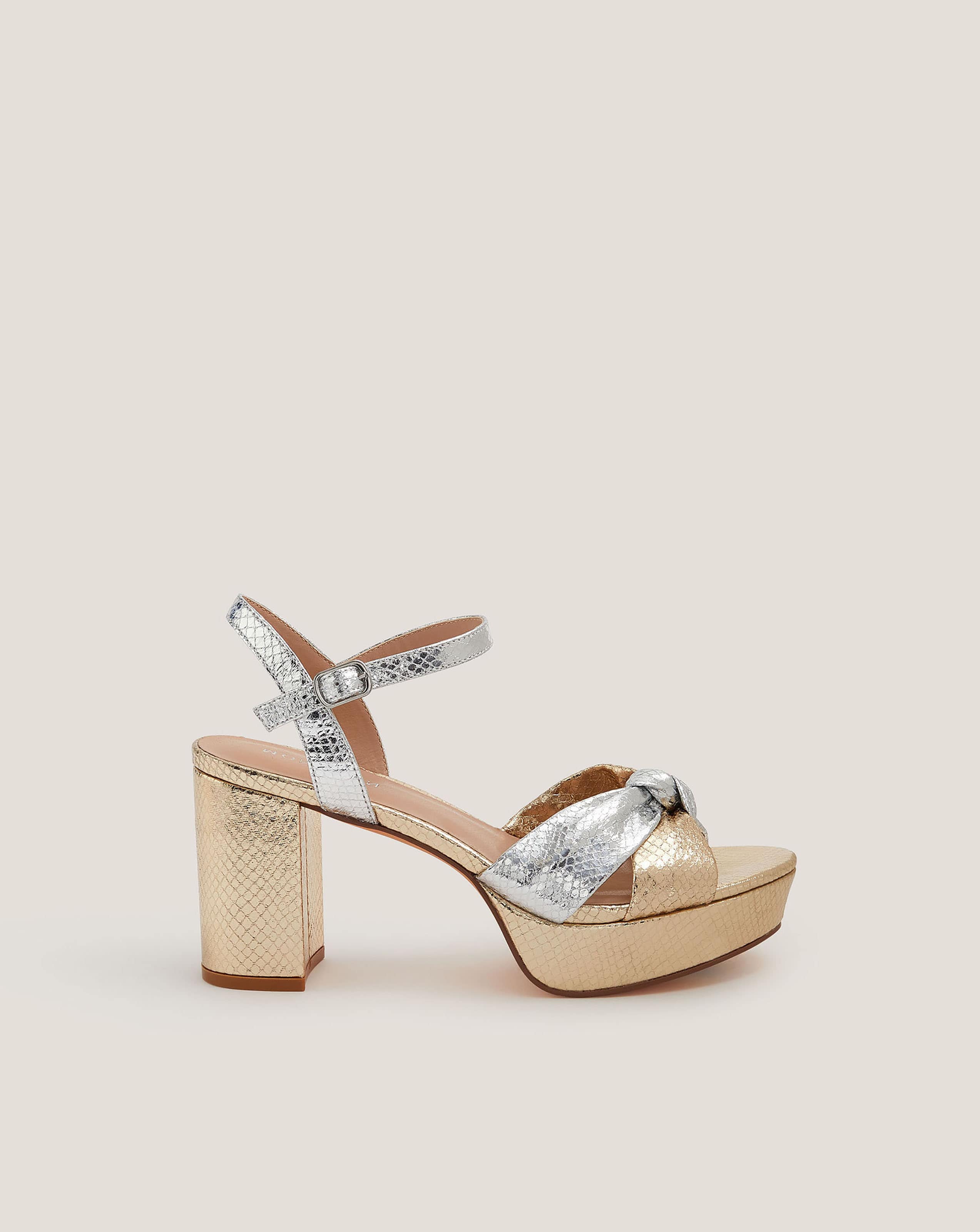 New In - Monsoon Mixed Metallic Platform Heels