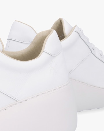 Fly London Delf II White Leather Wedge Trainers