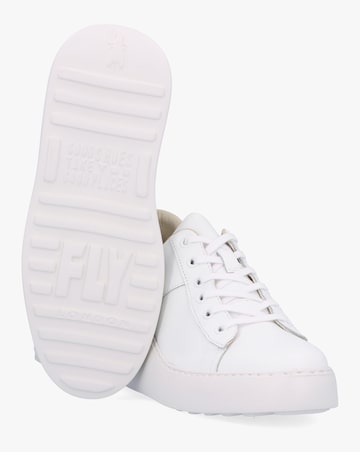 Fly London Delf II White Leather Wedge Trainers