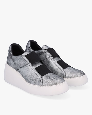 Fly London Dito II Silver Leather Wedge Trainers