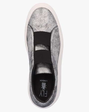 Fly London Dito II Silver Leather Wedge Trainers