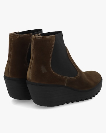 Fly London Yade Grey Suede Wedge Chelsea Boots