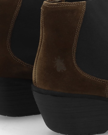 Fly London Yade Grey Suede Wedge Chelsea Boots