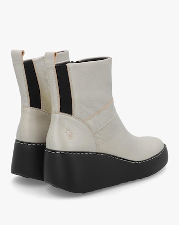 Fly London Doxe Silver Leather Wedge Boots