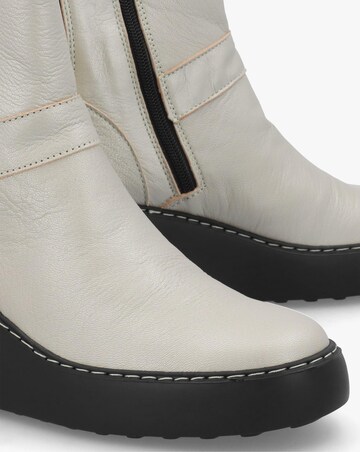 Fly London Doxe Silver Leather Wedge Boots