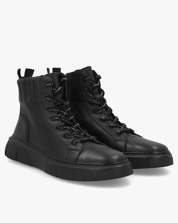 Fly London Erby Black Leather Sporty Ankle Boots