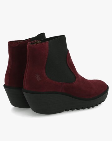 Fly London Yade Burgundy Suede Wedge Chelsea Boots