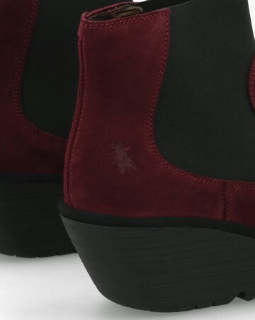 Fly London Yade Burgundy Suede Wedge Chelsea Boots
