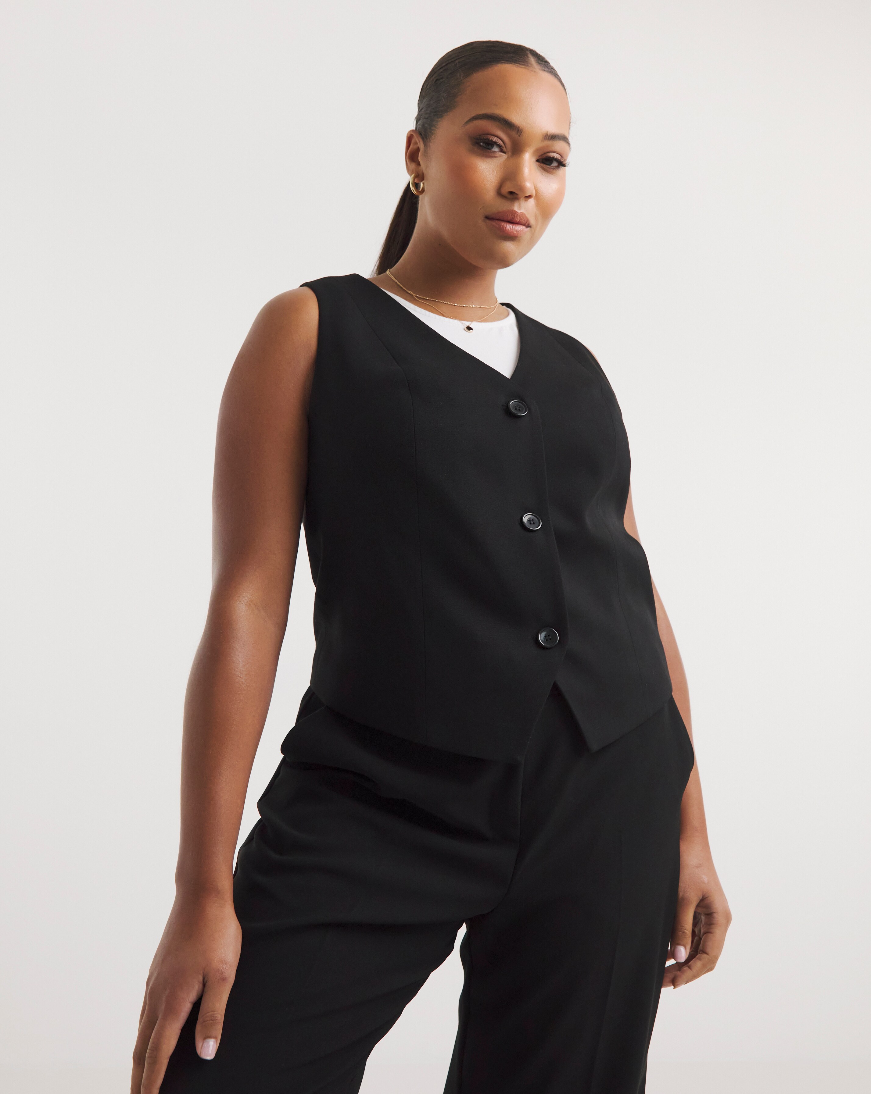Black Tailored Waistcoat Simply Be
