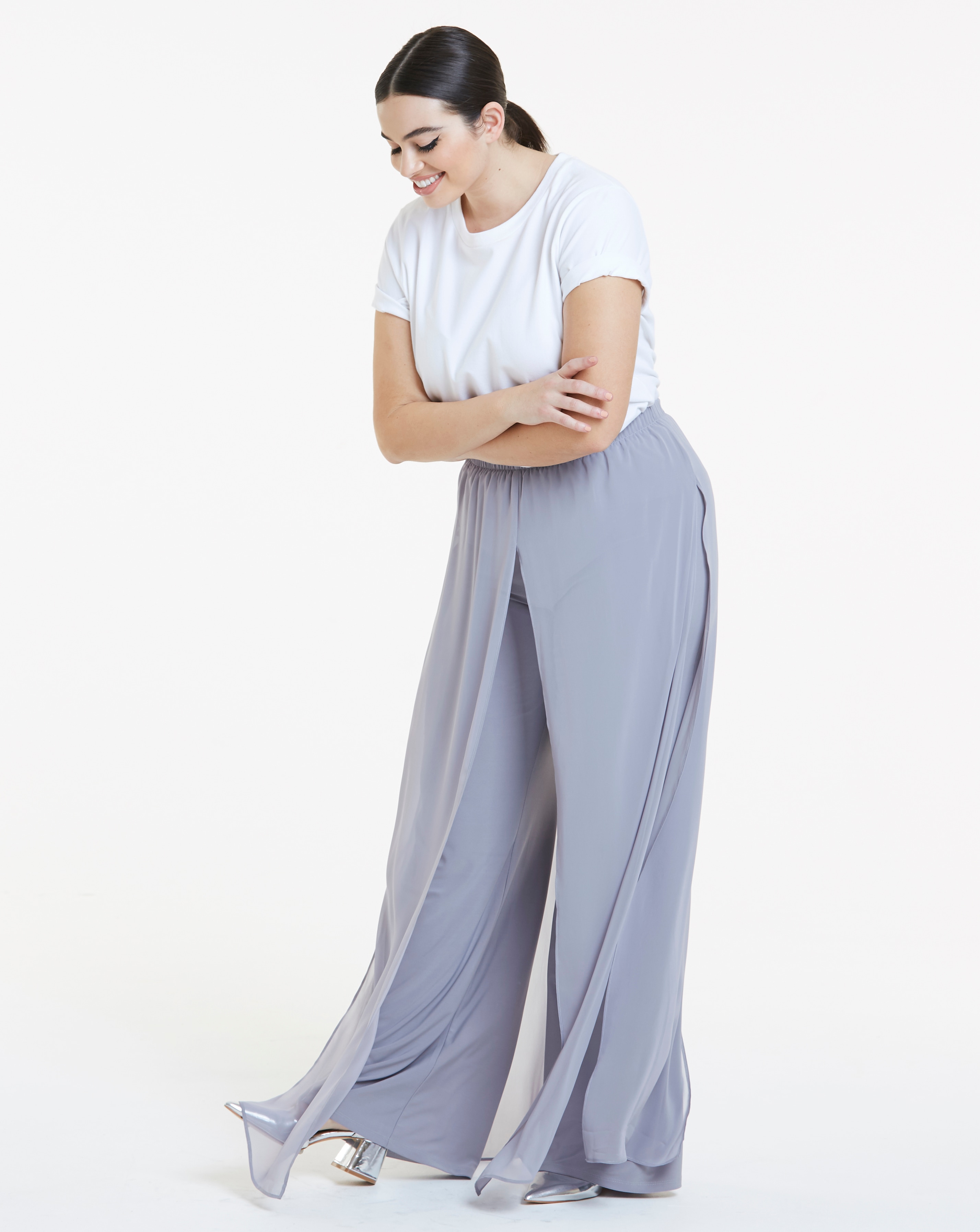 JD Williams Womens Joanna Hope Overlay Palazzo Trousers 