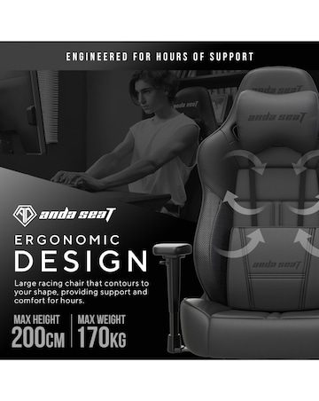 Anda seaT Dark Demon Dragon Premium Large Gaming Chair - Black