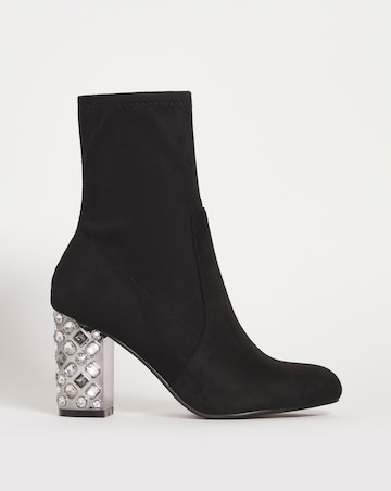 Angelica Feature Heel Ankle Sock Boots Ex Wide Fit