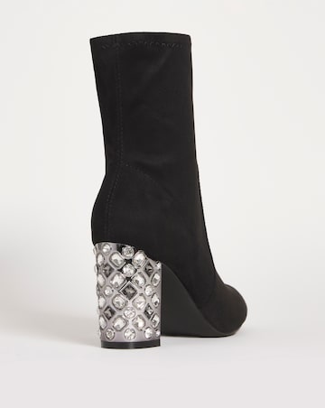 Angelica Feature Heel Ankle Sock Boots Ex Wide Fit