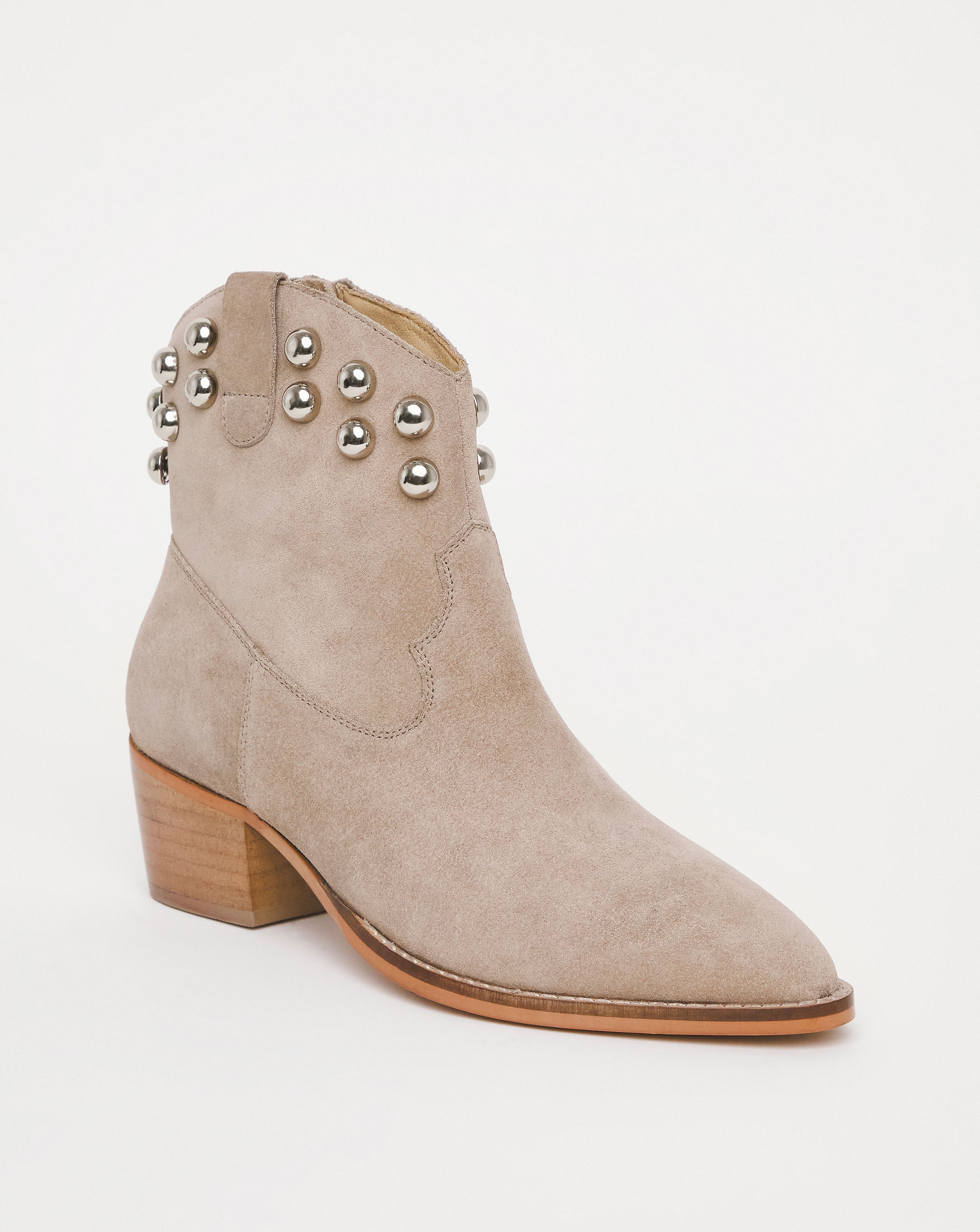 studded suede booties