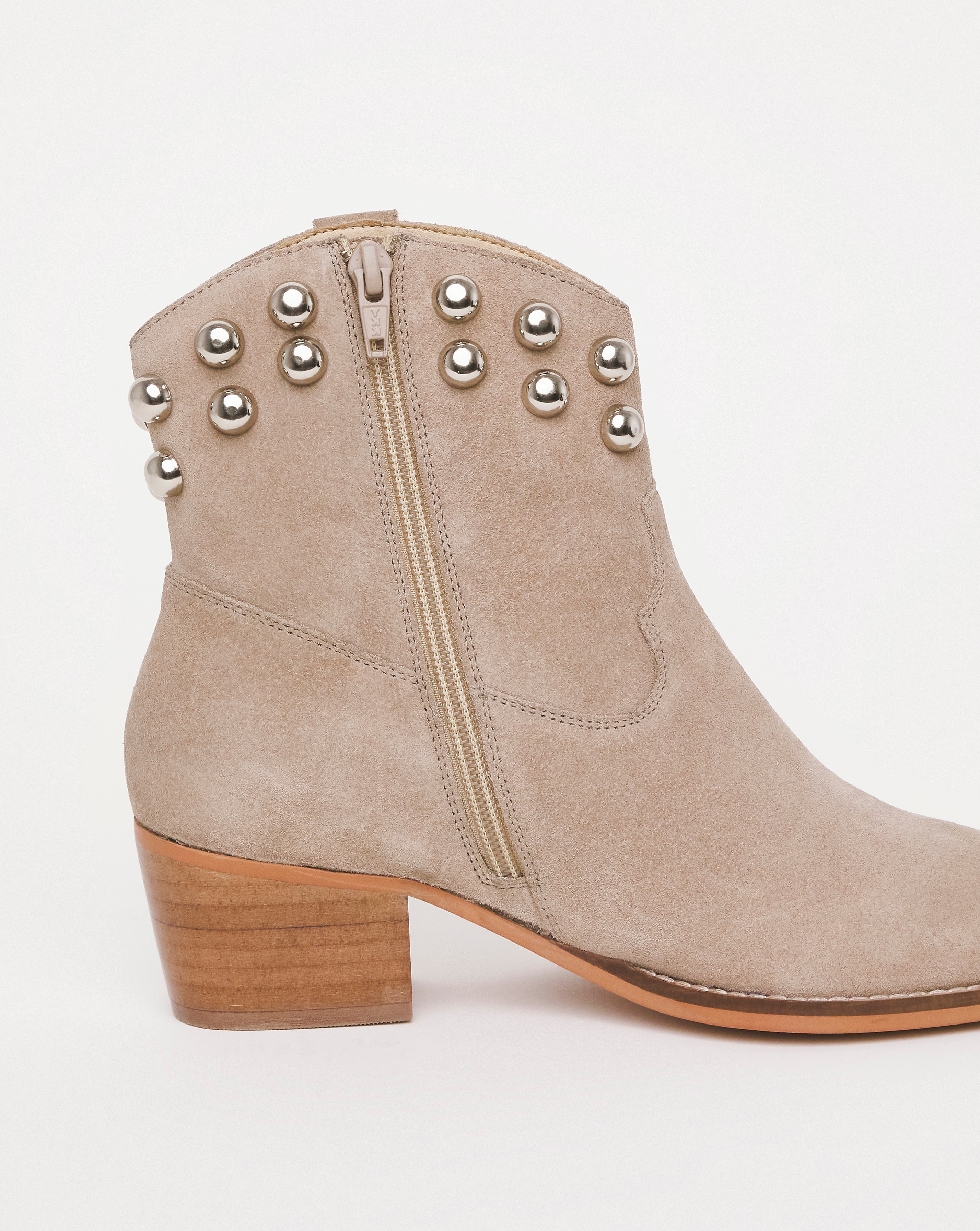 studded suede booties
