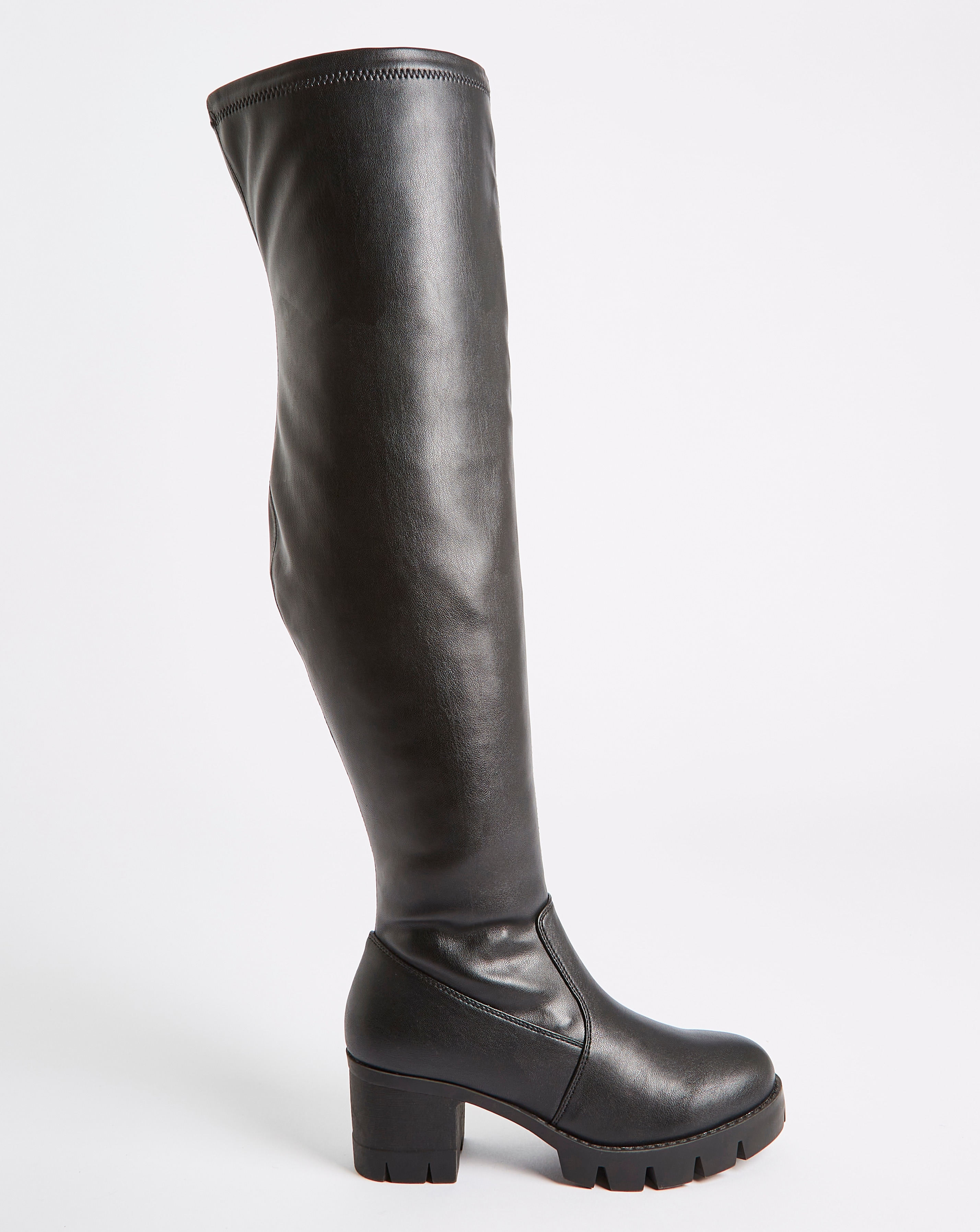 Wide fit chunky heel boots hotsell