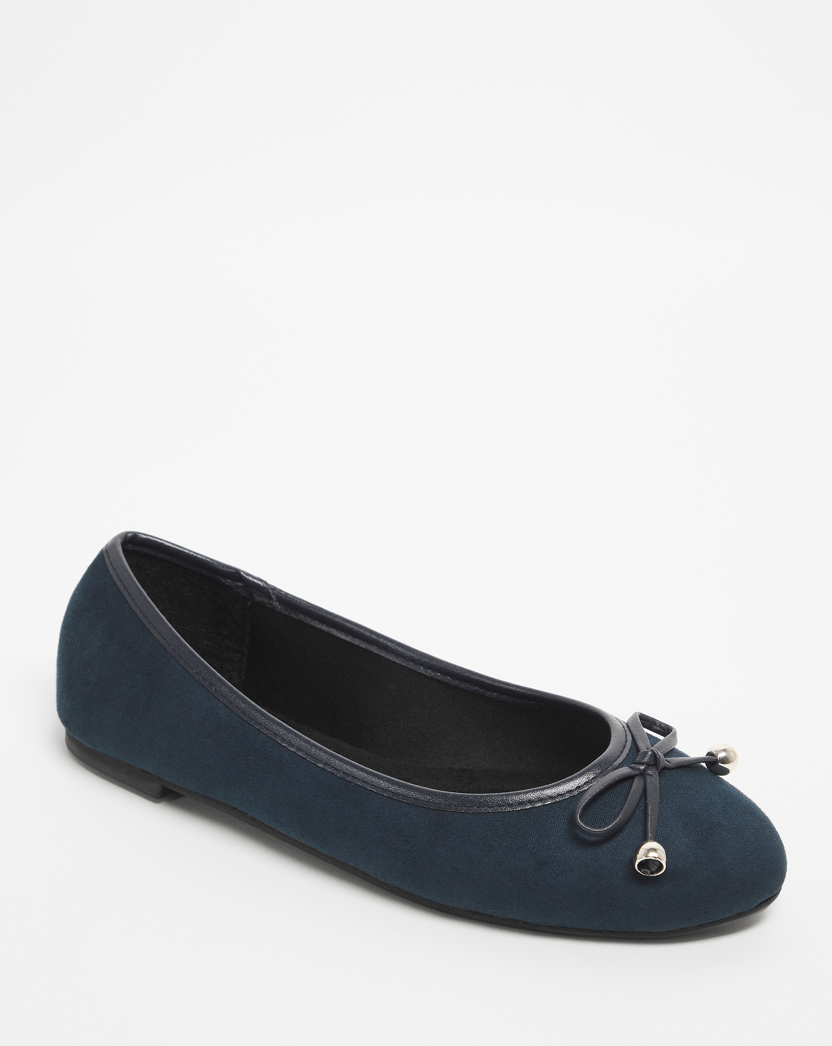Classic Flat Ballerina Shoes Wide Fit - Navy - Size 4 - Women's