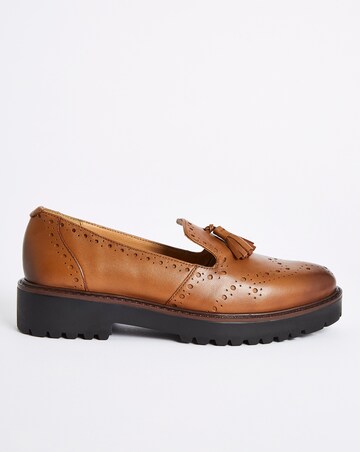 Heather Leather Loafers Extra Wide Fit | Simply Be