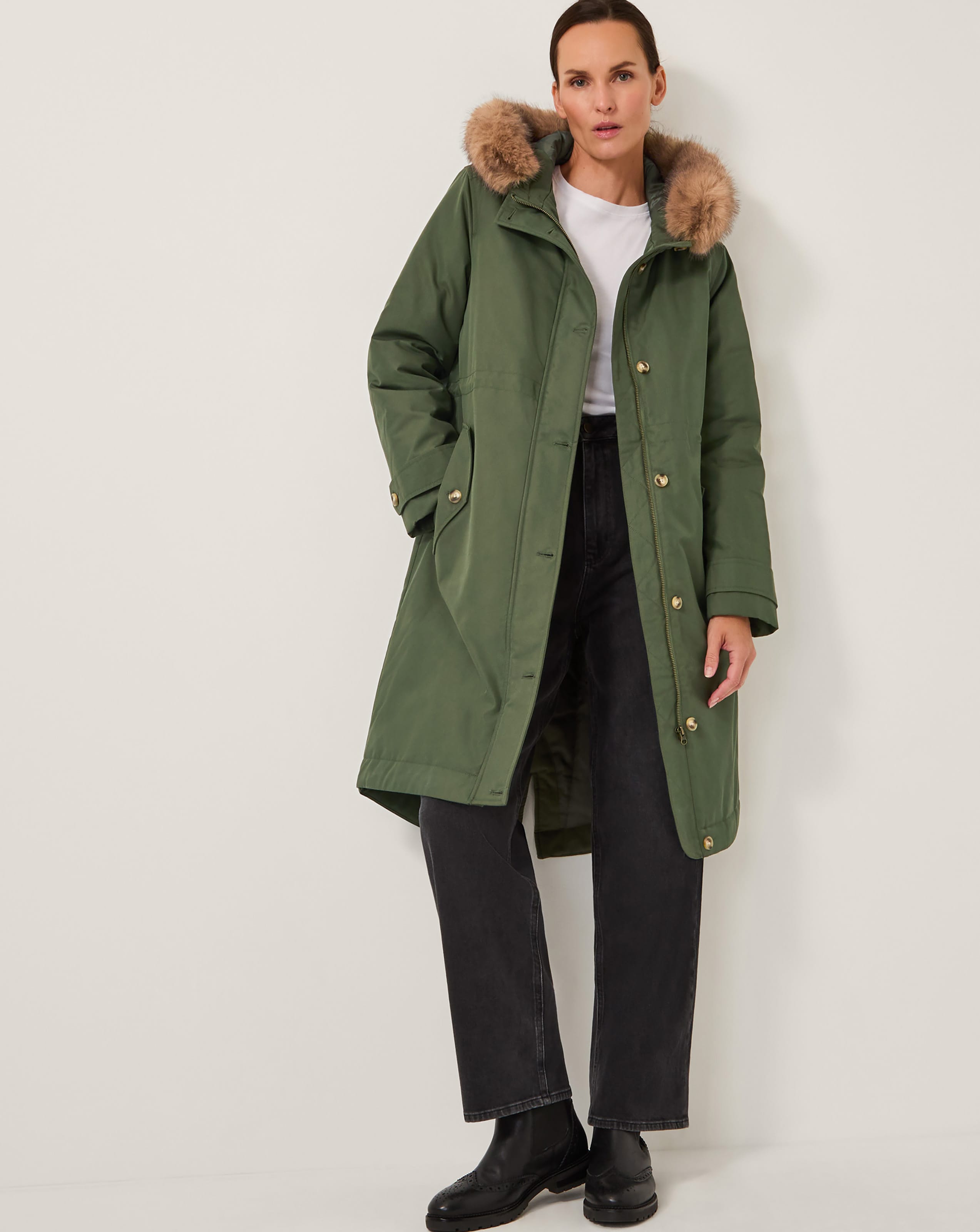 Monsoon Paula Faux Fur Parka Coat