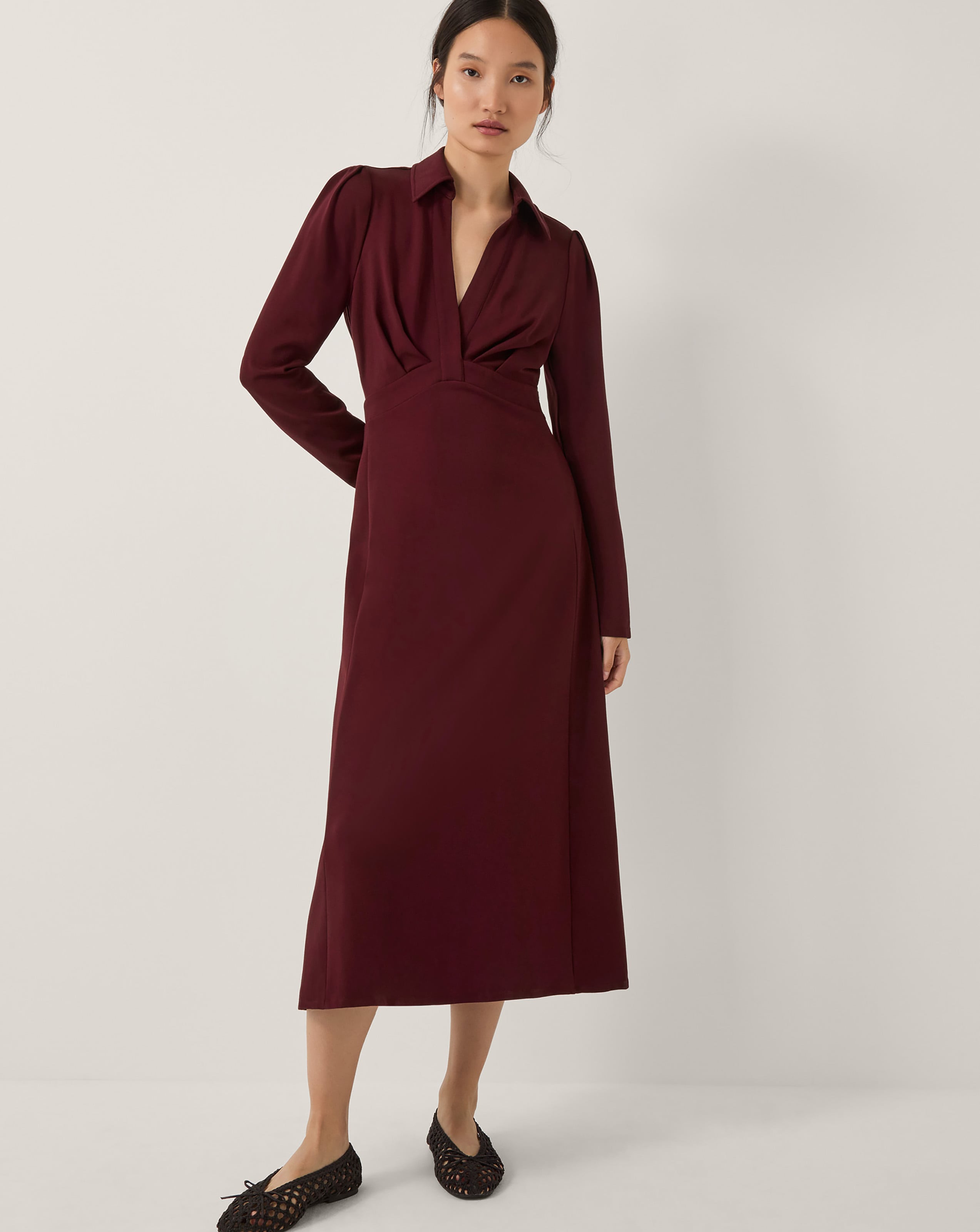 Monsoon Polly Ponte Midi Shirt Dress
